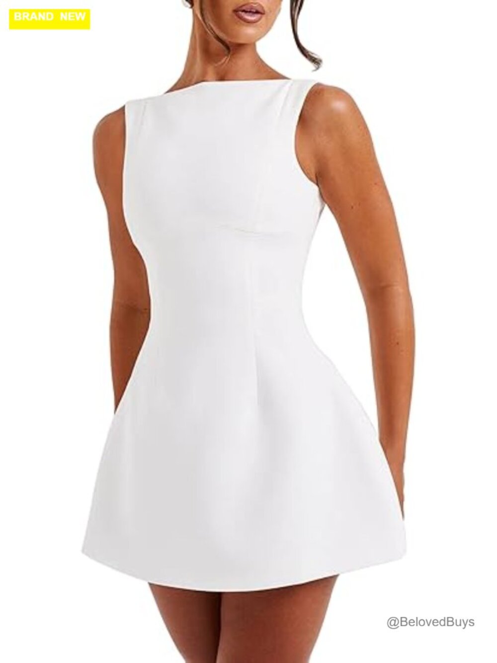 Sleeveless Mock Neck Zipper Mini Bodycon Dress A-Line Slim Fit Stretchy Party